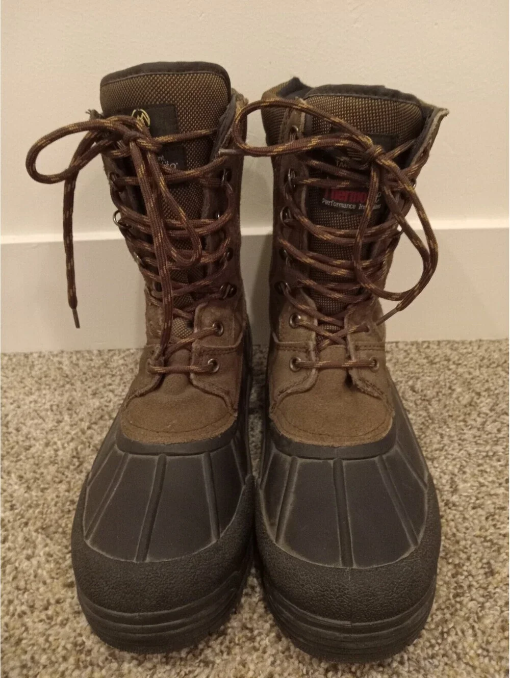 Tamarack Thermolite Waterproof Winter Boots Mens 9 Brown Suede Black Shell